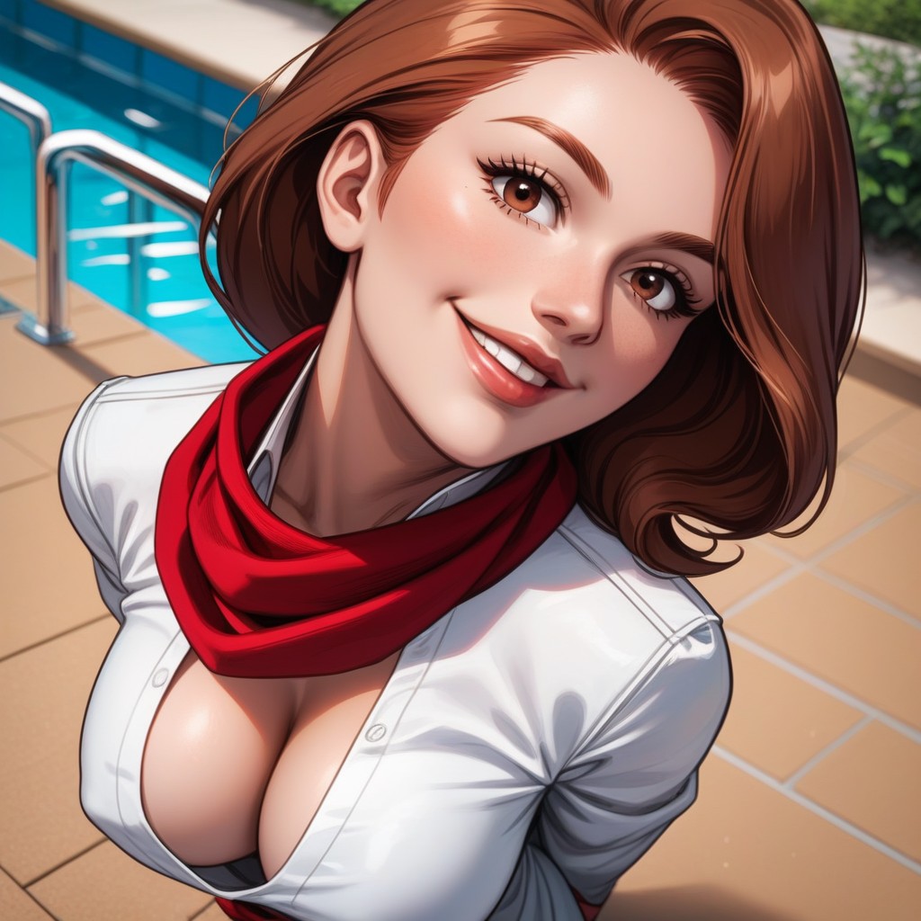 Full Upper Body In Frame, Looking Up At Viewer, Front Side View Porno IA Hentai