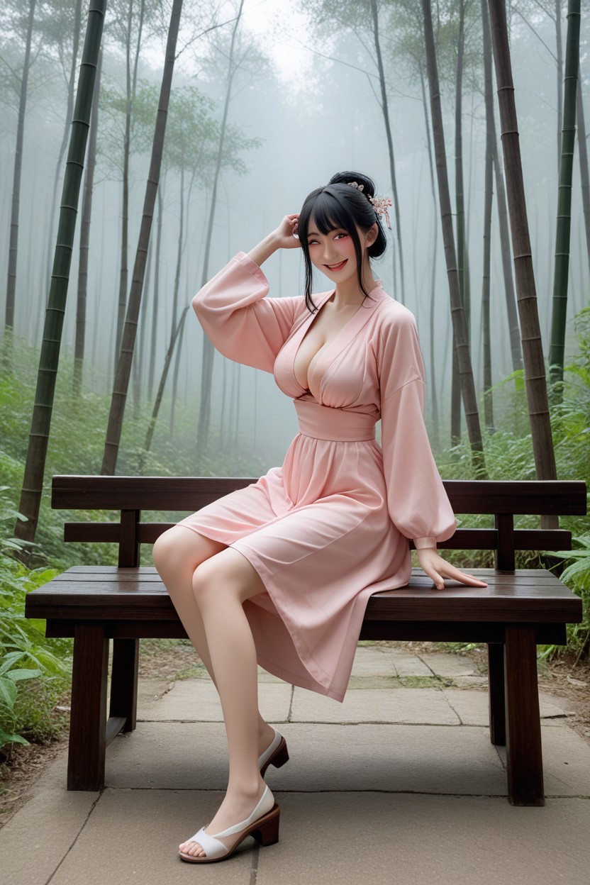 Long Black Hair, 사이드뷰, Wispy Bangs 아시아 AI 포르노