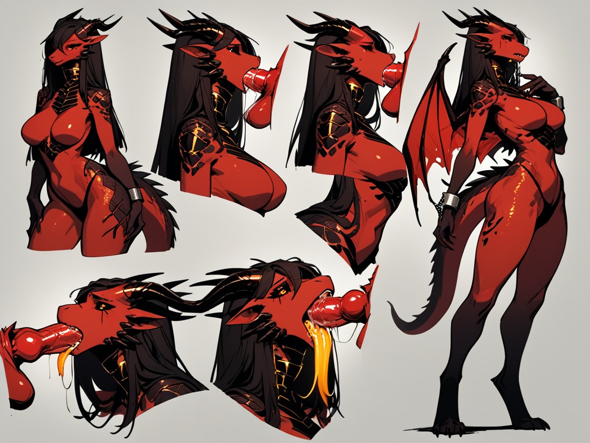 Scales, Multiple Views, Black Nose Furry AI Porn