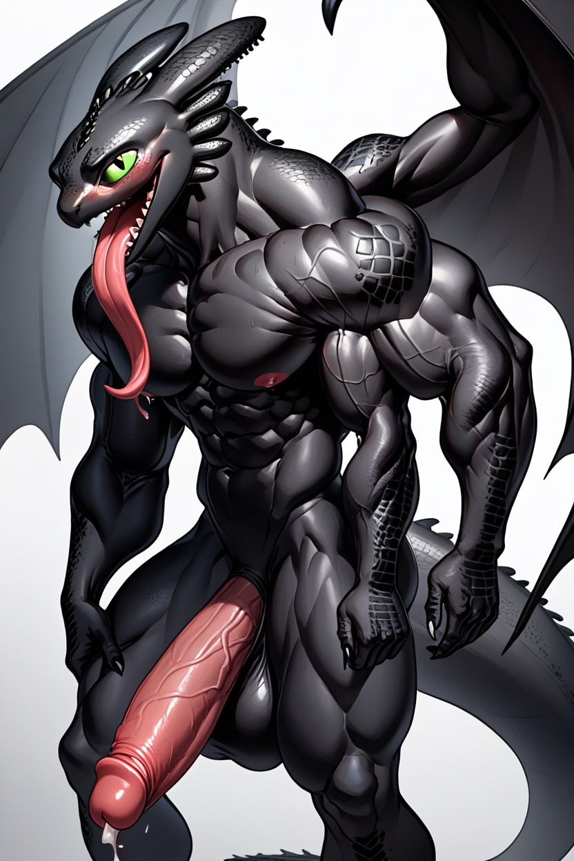 Side View, Hyper Shoulder Muscles, Gay Furry AI Porn