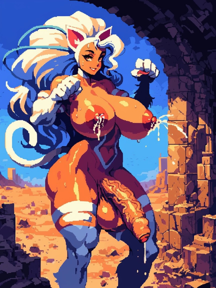 Leaking Cum, Felicia From Darkstalkers, Long Cock Hentai AI Porn