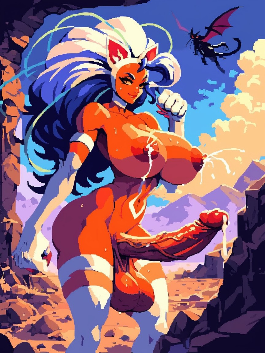 Polla Larga, Very Dark Skin, Half Closed Eyes Hentai IA