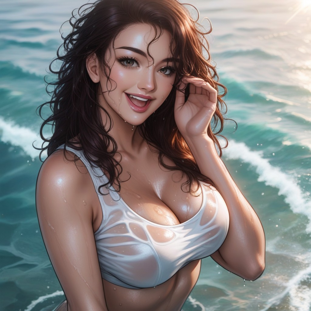 Looking Up At Viewer, One Person, Medium Natural Breasts Hentai AI Porn