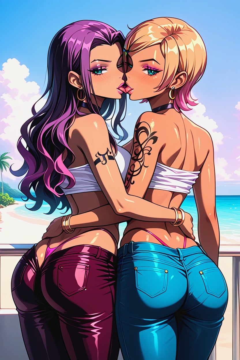 Lesbian Kissing, Massive Ass, 18+ Hentai AI Porn