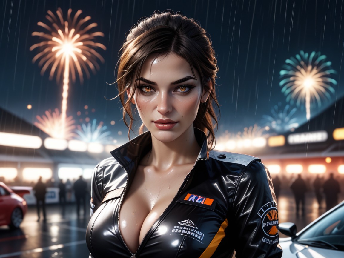 Rain, Fireworks, Bokeh Effect AI Porn