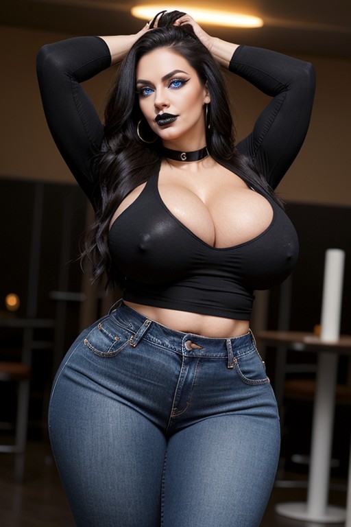 Rock Concert, Curvy Muscular Steroid Bimbo, Extremely Steroid Muscular Thighs AI Porn