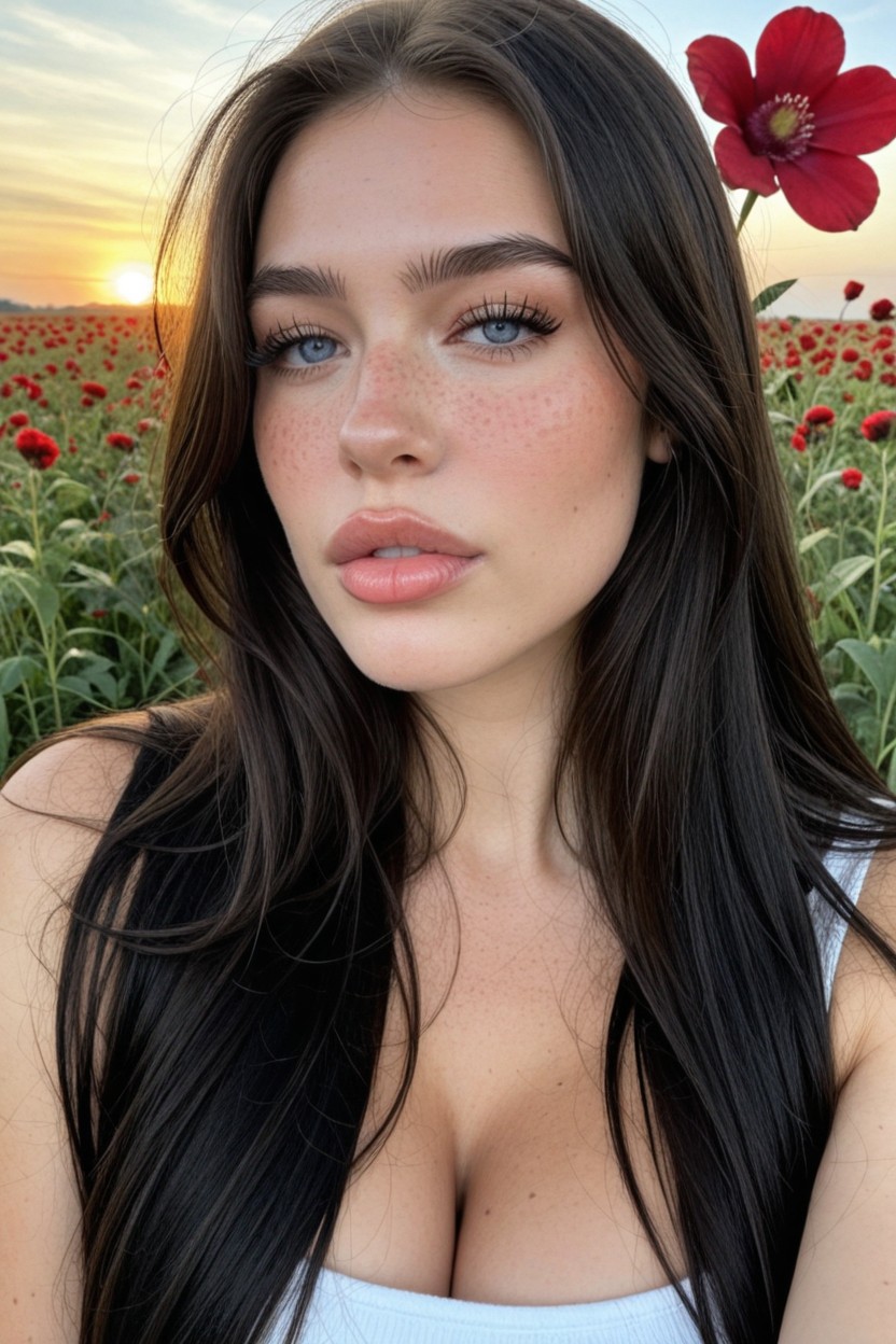 Round Cheeks, Eyes Half Closed, Freckles AI Porn