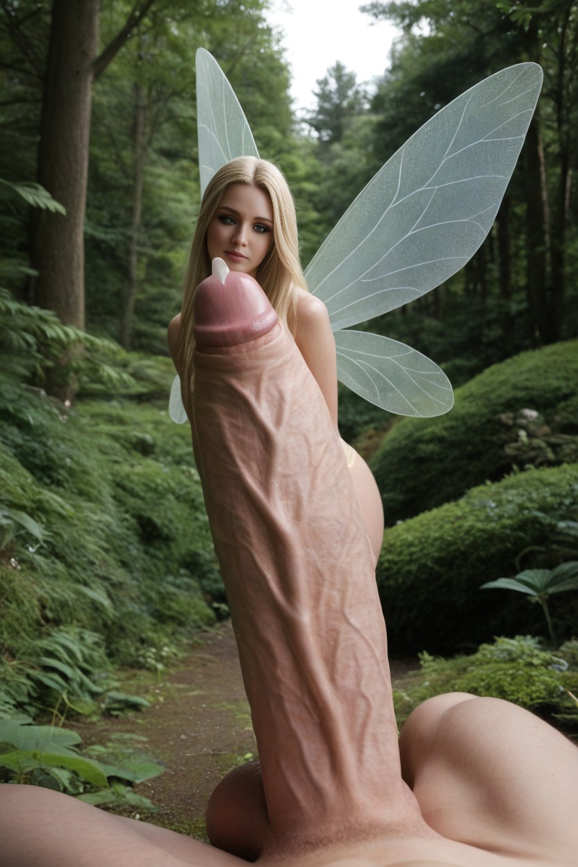 Massive Uncut Cock Fairy, Forest, Fairy Cuddling With Cock AI Porn