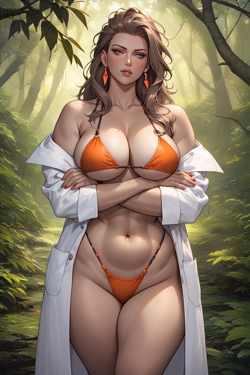Subtly Parted Lips, Medium Rounded Breasts, Plump Lips Hentai IA