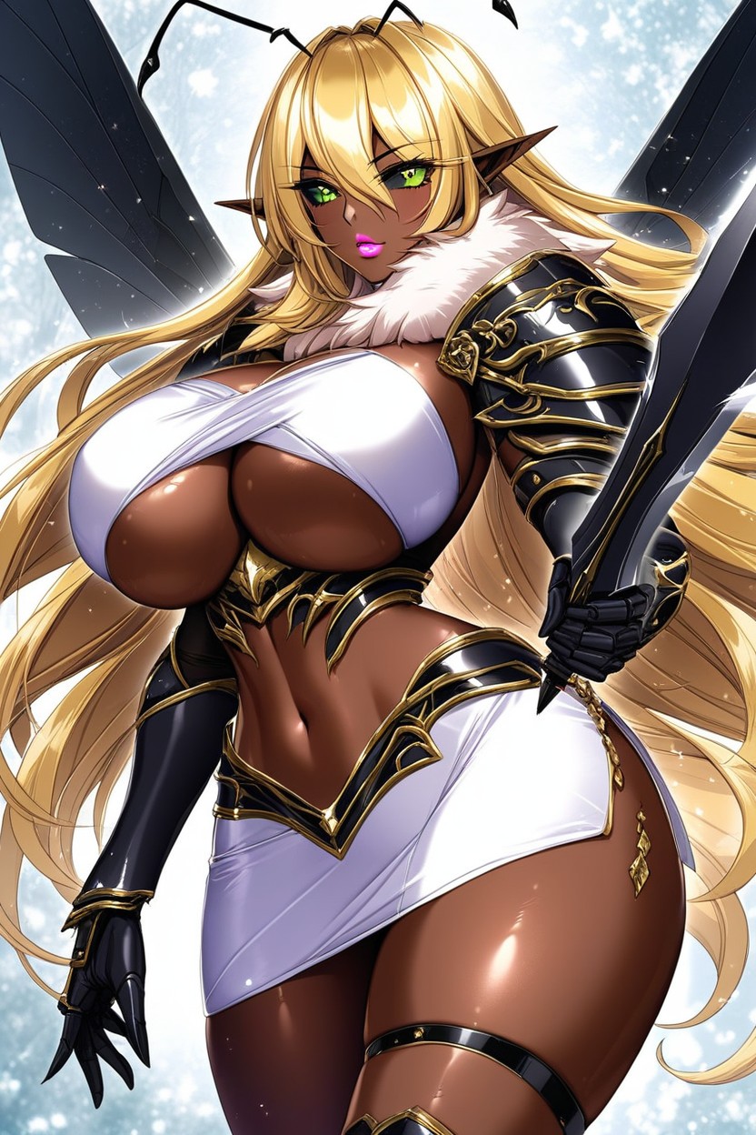 Massive Breast, White Side Split Skirt, "azyrran From Corruption Of Champions " Furry AI Porn