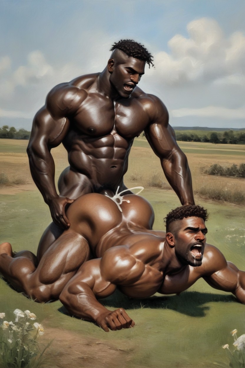 Waist, Moaning, African Man AI Gay Porn