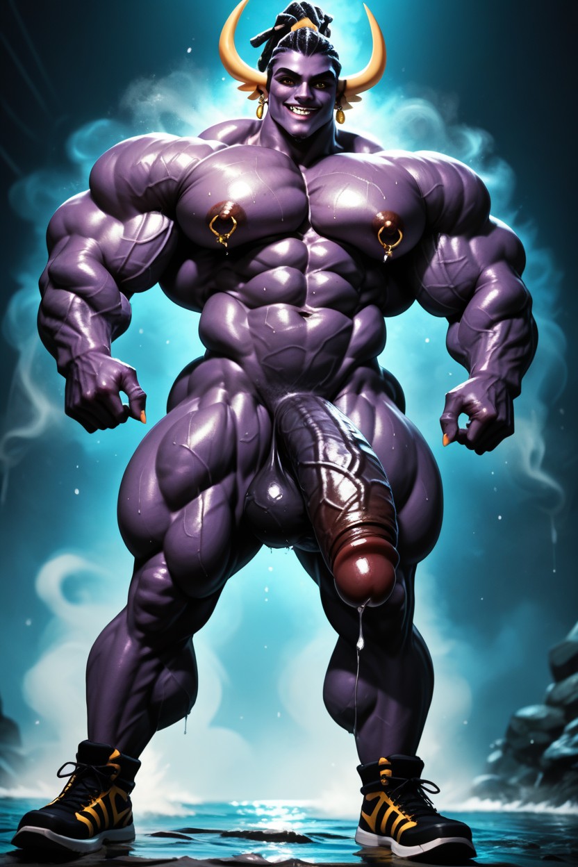 Video Game Art, Dreadlocks, Massive Muscles AI Gay Porn