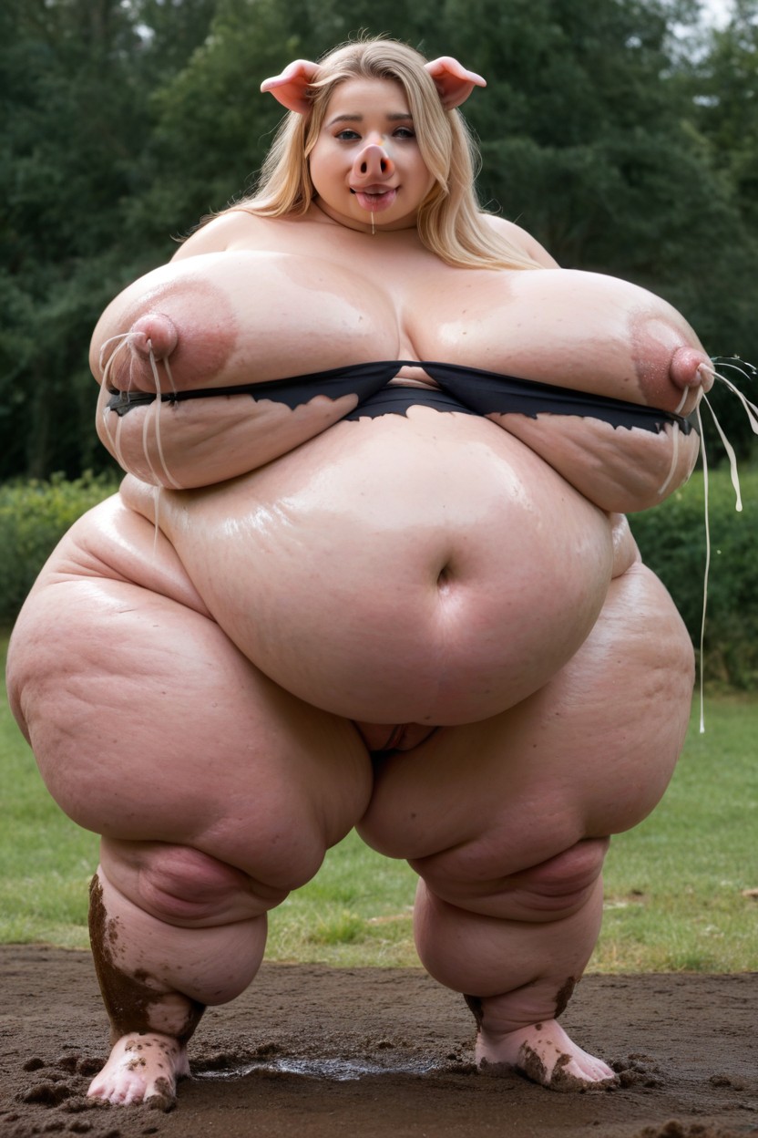 Extreme Rapid Weight Gain, Pigpen, Anthro Hupig Transformation BBW AI Porn