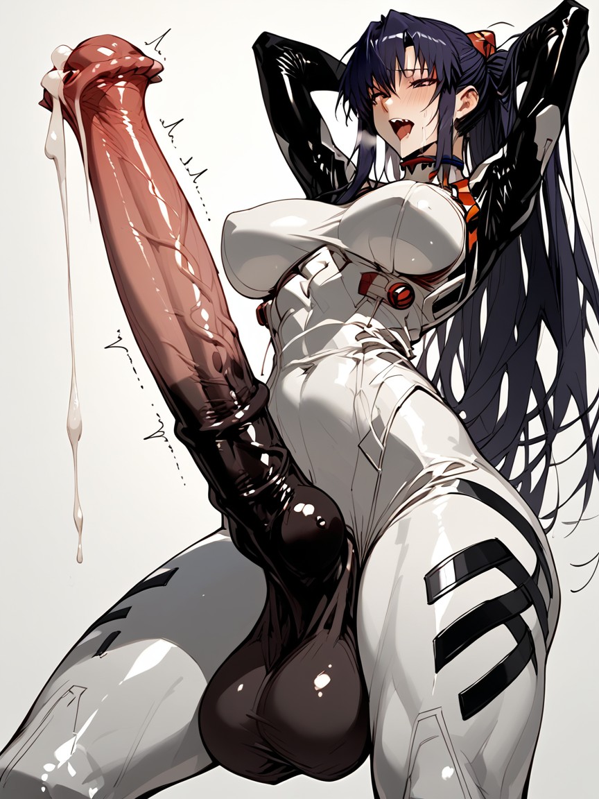 Cumshot, Hands Behind Head, Monster Flared Equinepenis Shemale AI Porn