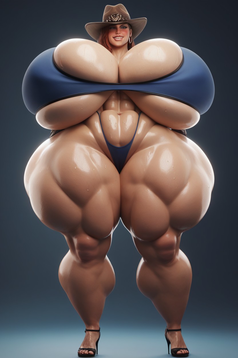Gigantic Demonic Female, Standing, Wet Skin Hentai IA
