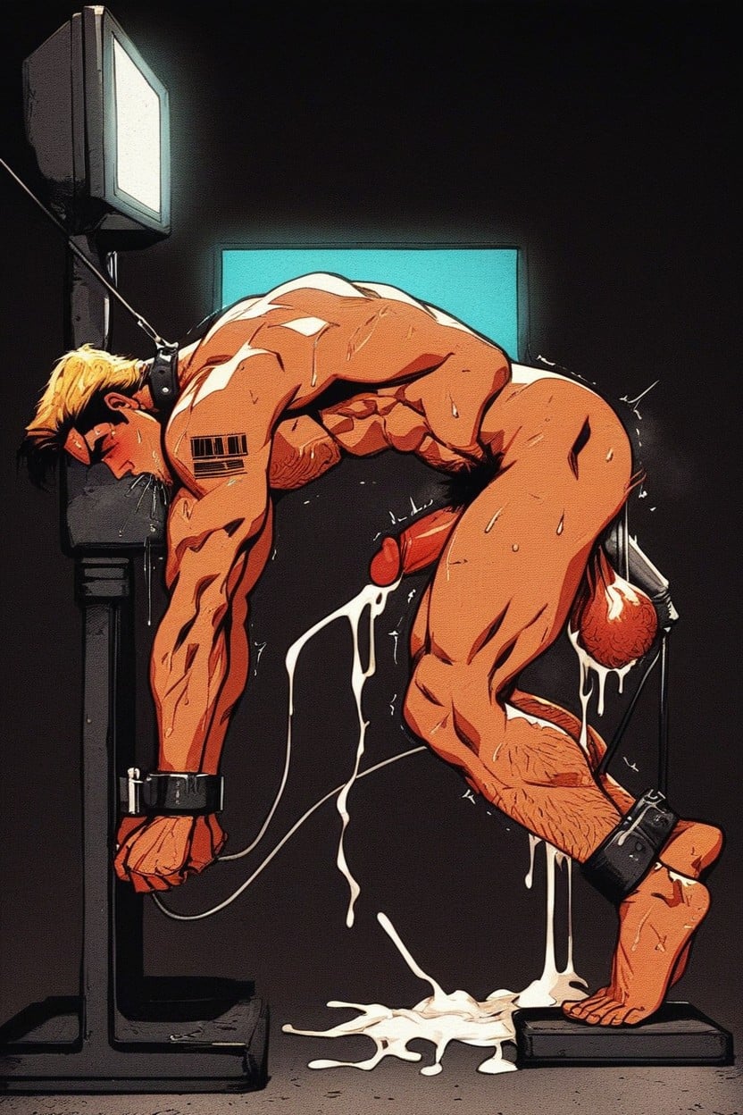 Head Thrown Back, Harness, Dildo In Ass AI Gay Porn