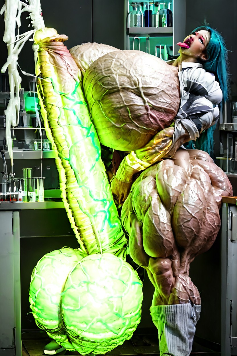Gigantic Radioactive Horsetesticles, Extremely Veiny Glowing Testicles, Hyper Colossal Veiny Horseballs Shemale AI Porn