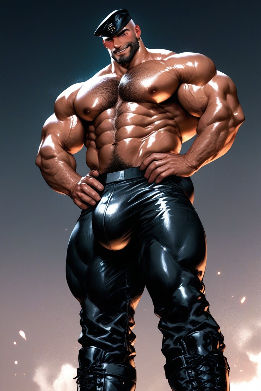 Waist Shot, Bald Shaved Head, Ripped Abs AI Gay Porn