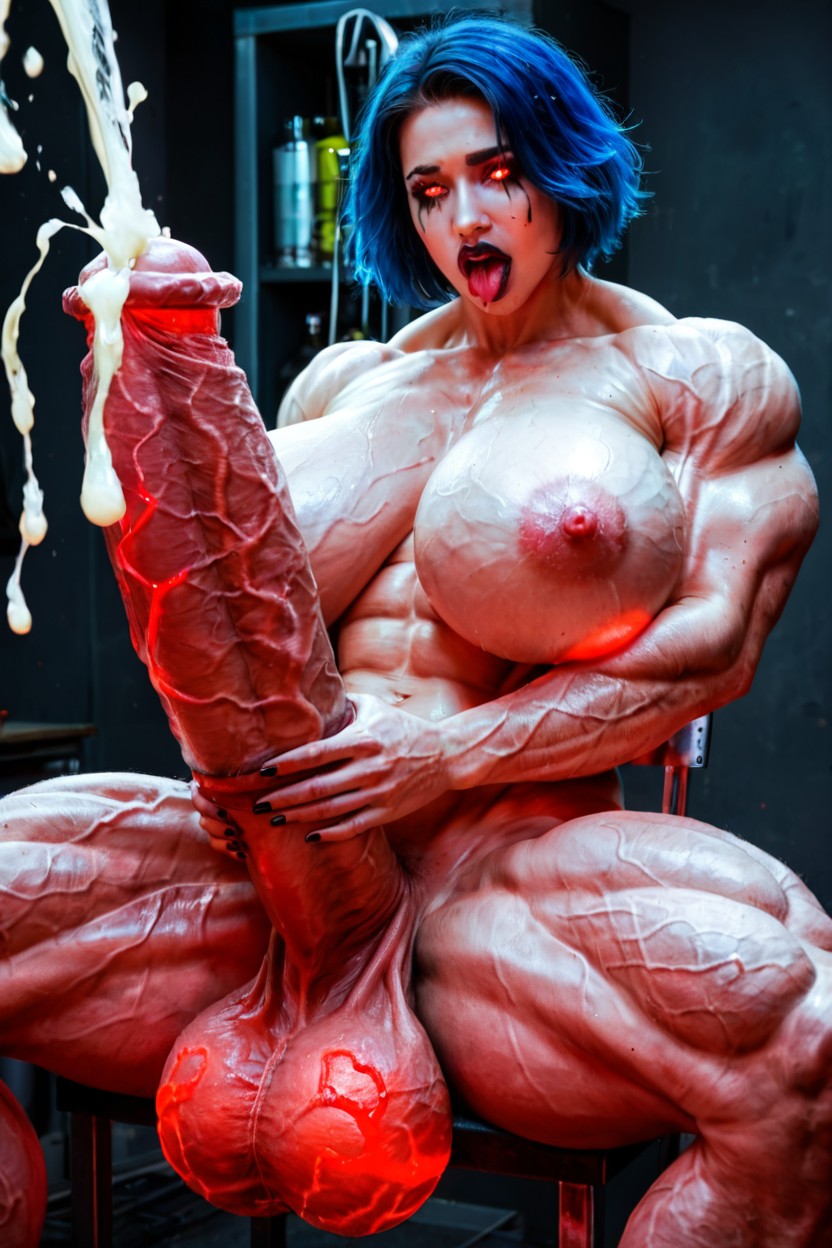 Radioactive Muscles, Masturbation, Glowing Cock Veins Shemale AI Porn