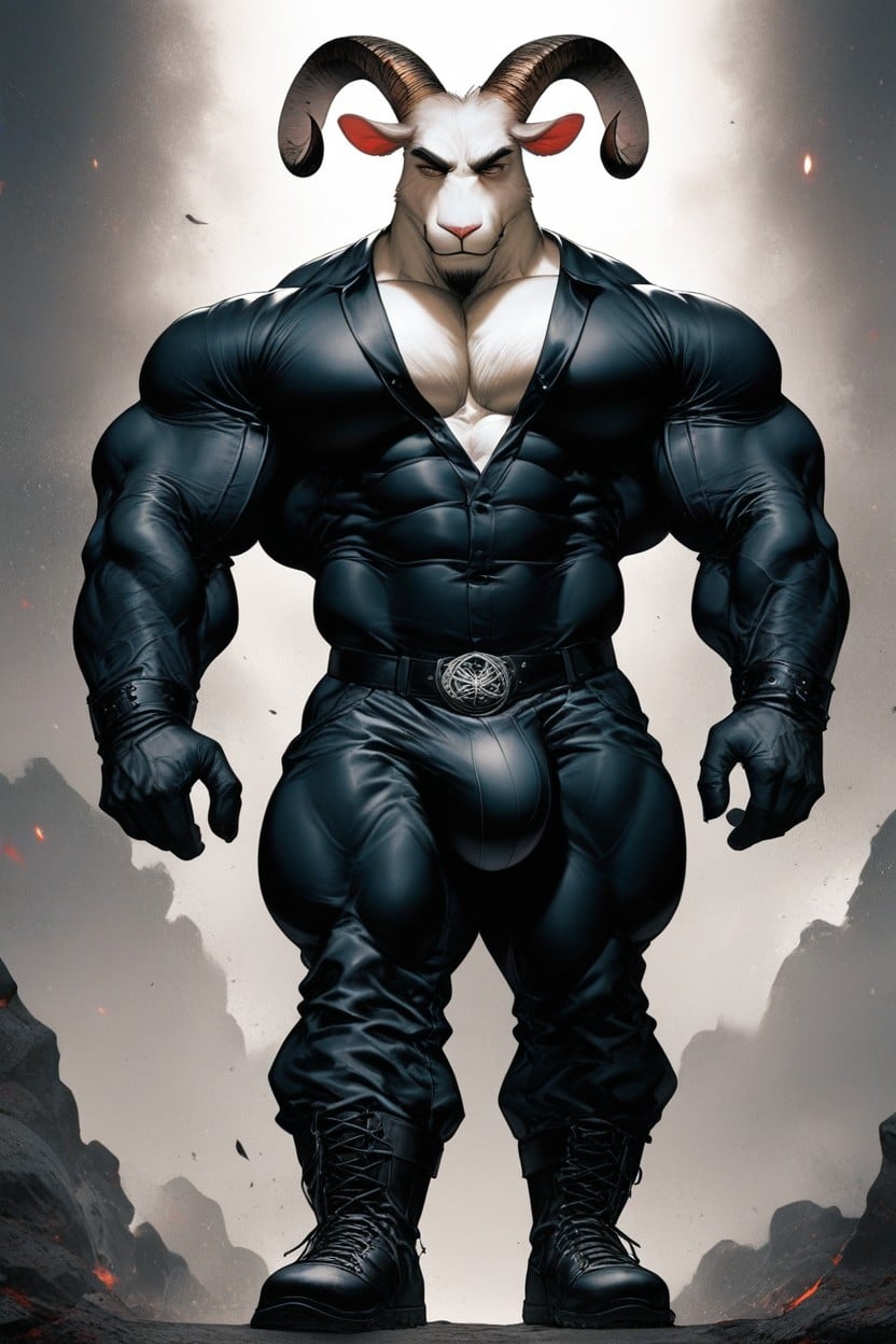 Waist, The Occult God Baphomet, Muscular AI Gay Porn