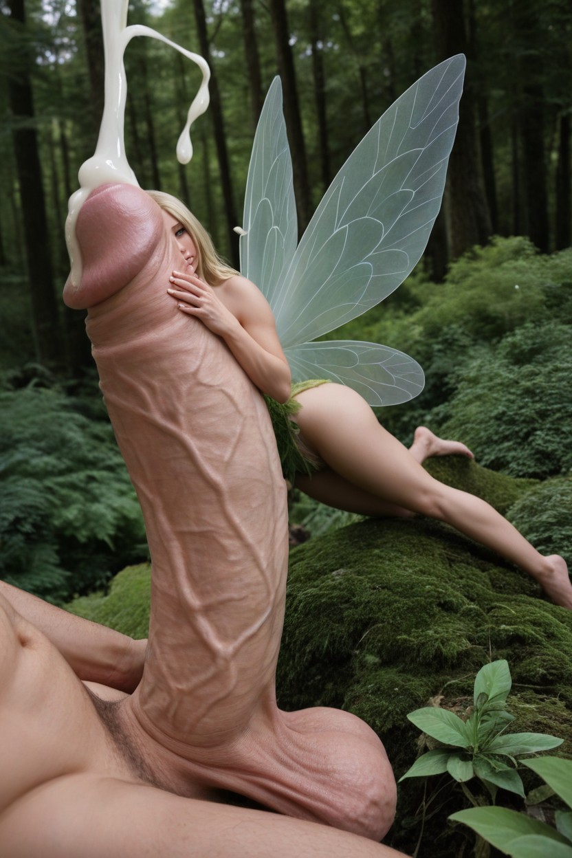 Cock Bigger Than Fairy, Cum Explosion, Side View AI Porn