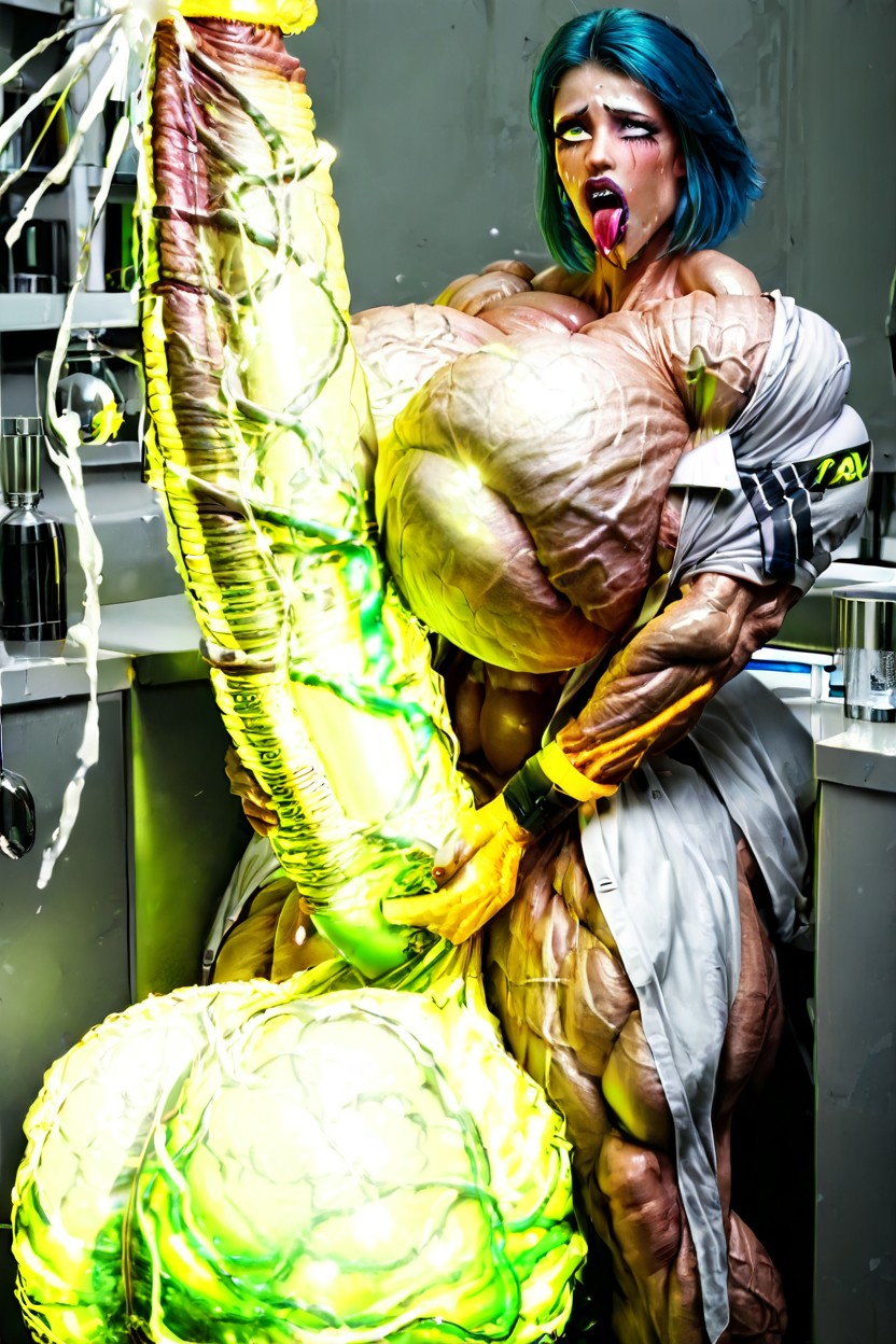 Impossibly Bloated Horsetesticles, Masturbation, Radioactive Muscles Shemale AI Porn