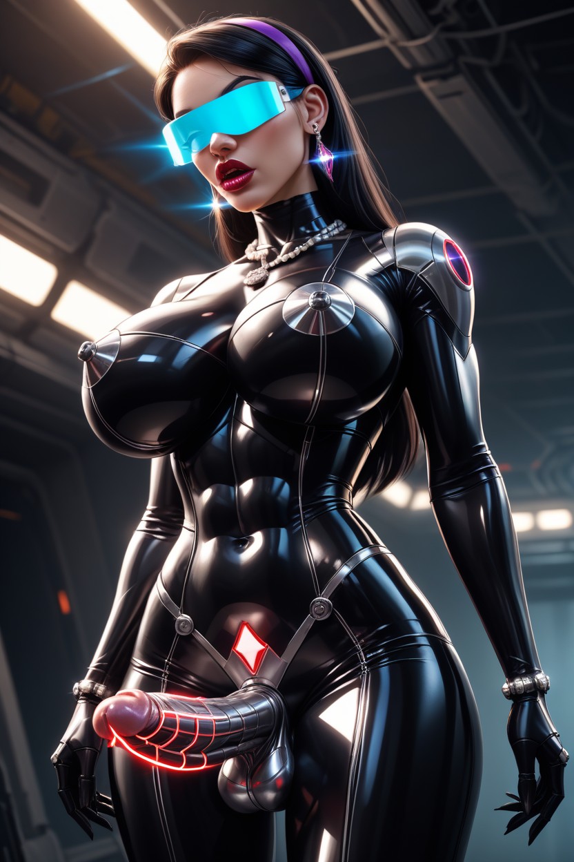 18+, From Neck To Toe Shiny And Metallic Violet Parr, Diamond Necklace AI Porn
