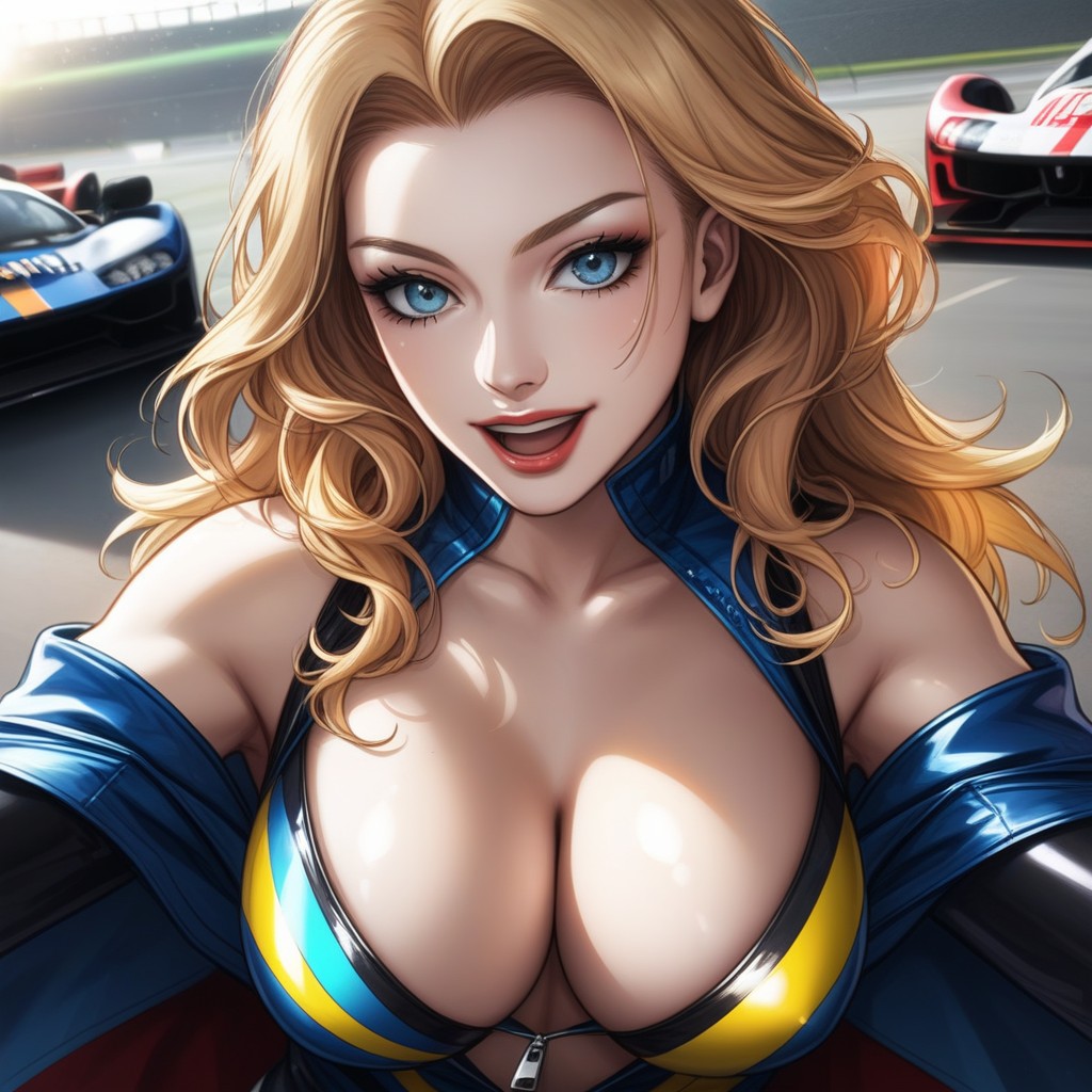 Full Upper Body In Frame, Laughing, Ultra Detailed Face Hentai AI Porn