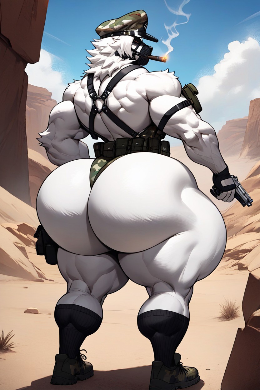 Extremely Huge Butt, Big Ass, Sleeveless Leotard AI Gay Porn