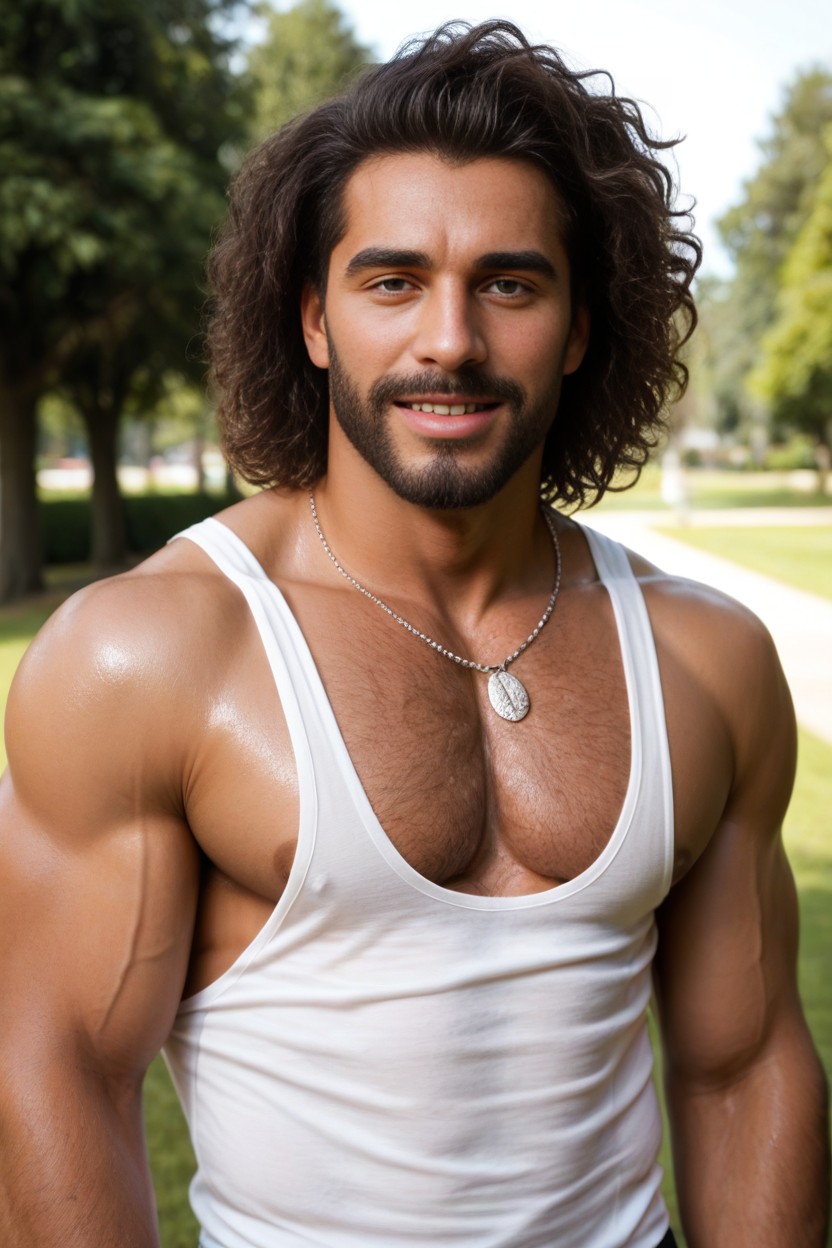 Horny, Bare Shoulders, Sweaty AI Gay Porn
