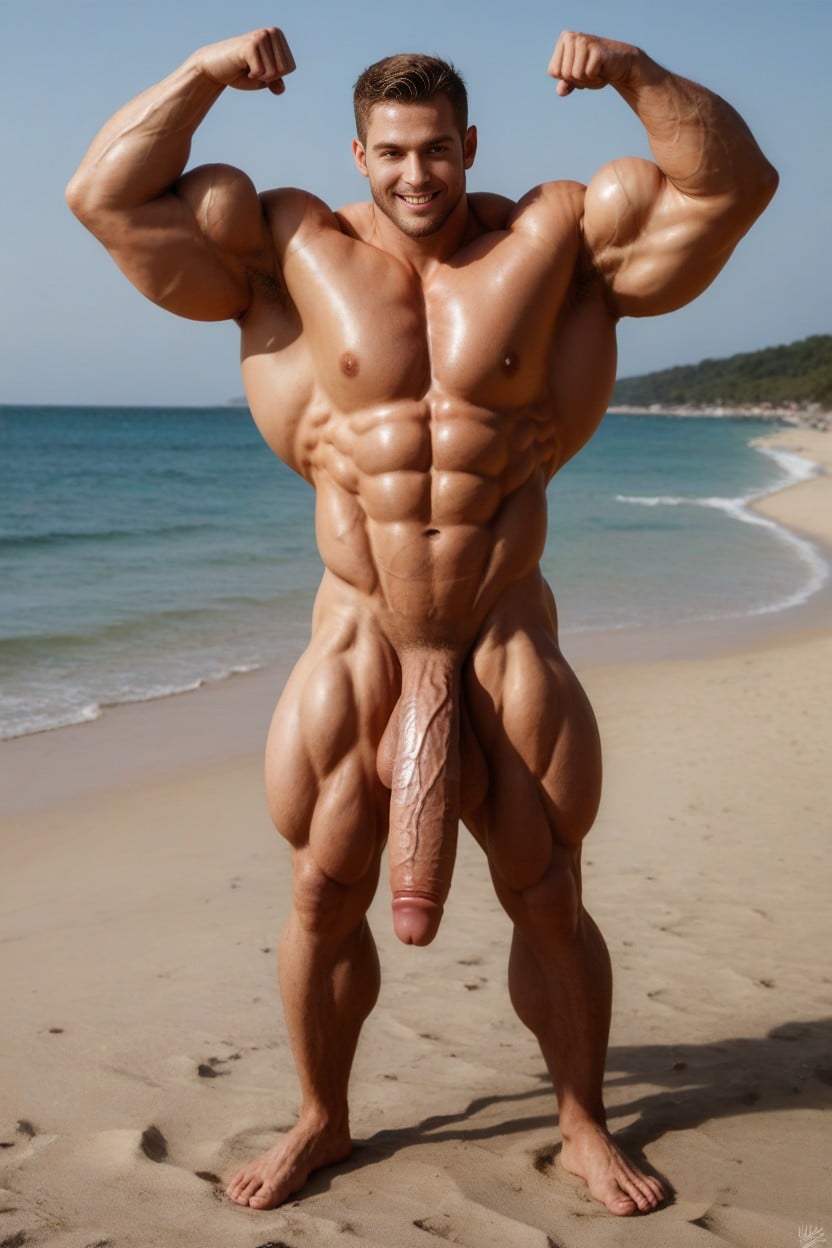 Very Fit Abs, Long Abs, Standing Legs Open AI Gay Porn