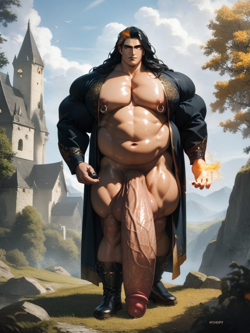 Black Nail Polish, Cock Longer Than Leg, Huge Pecs AI Gay Porn