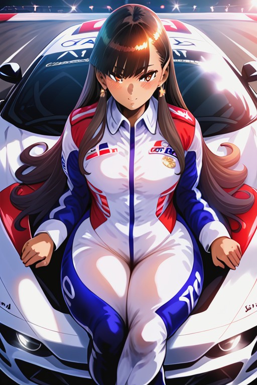 Sitting Cross-legged, Racing, Multiple Lane Road Hentai AI Porn