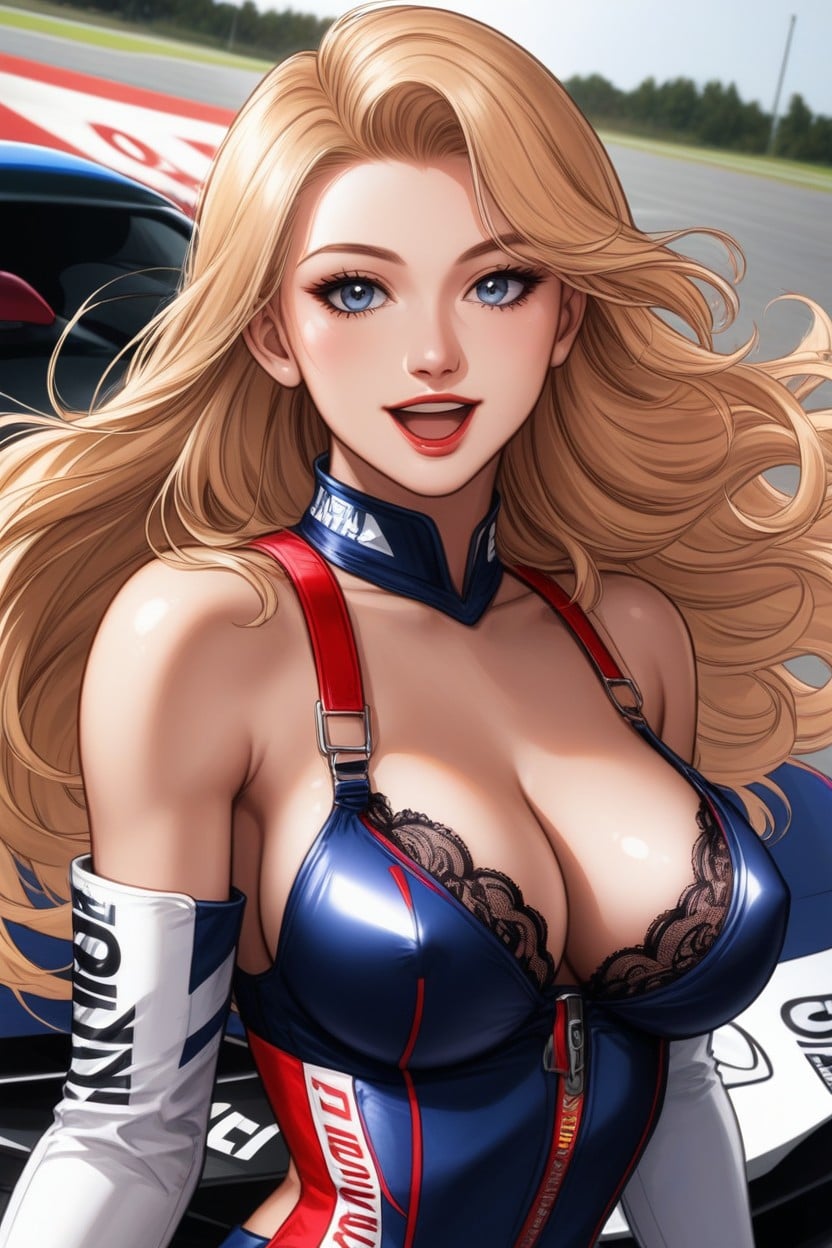 Vista Lateral, Portrait Close Up Shot, Racing Car Hentai IA