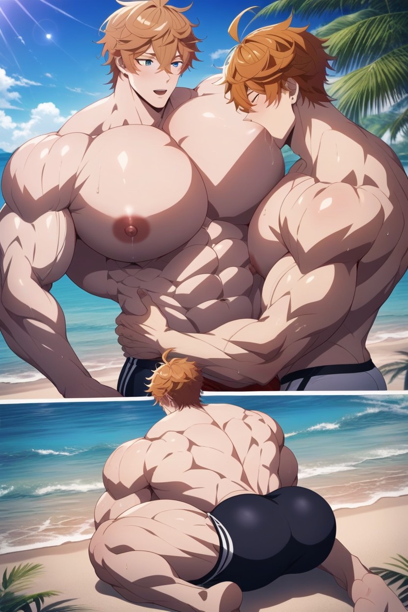 Cock Penetration, Ginger Hair, Defined Six Pack Abs AI Gay Porn