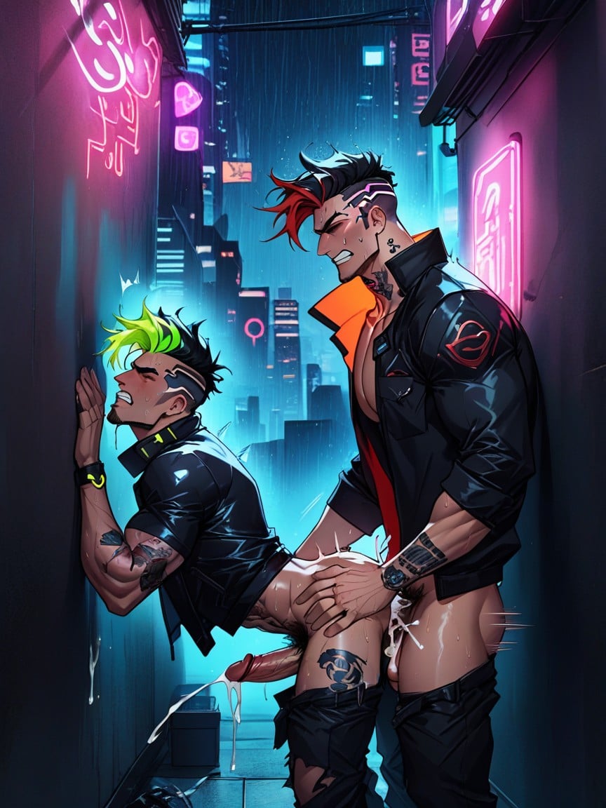 Arched Back, Cum, 2 People AI Gay Porn