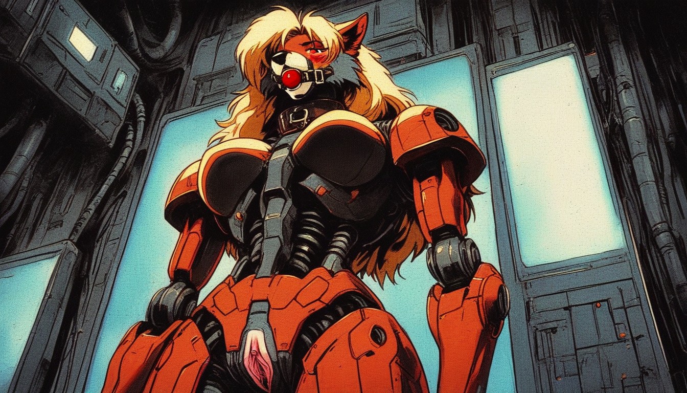 Machine Cables Connect, Restraints, A Lot Of Thick Cables Connect To Headears Furry AI Porn