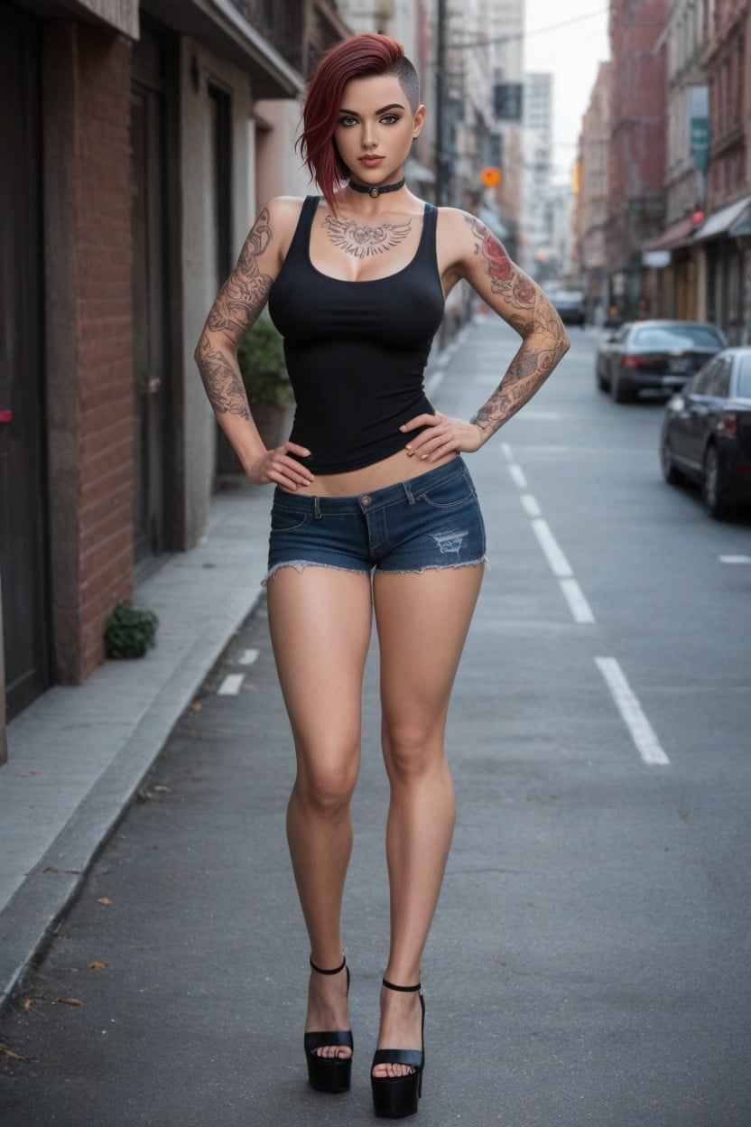 Artistic Neck Tattoos, Dragon Tattoos, Lean Legs AI Porn