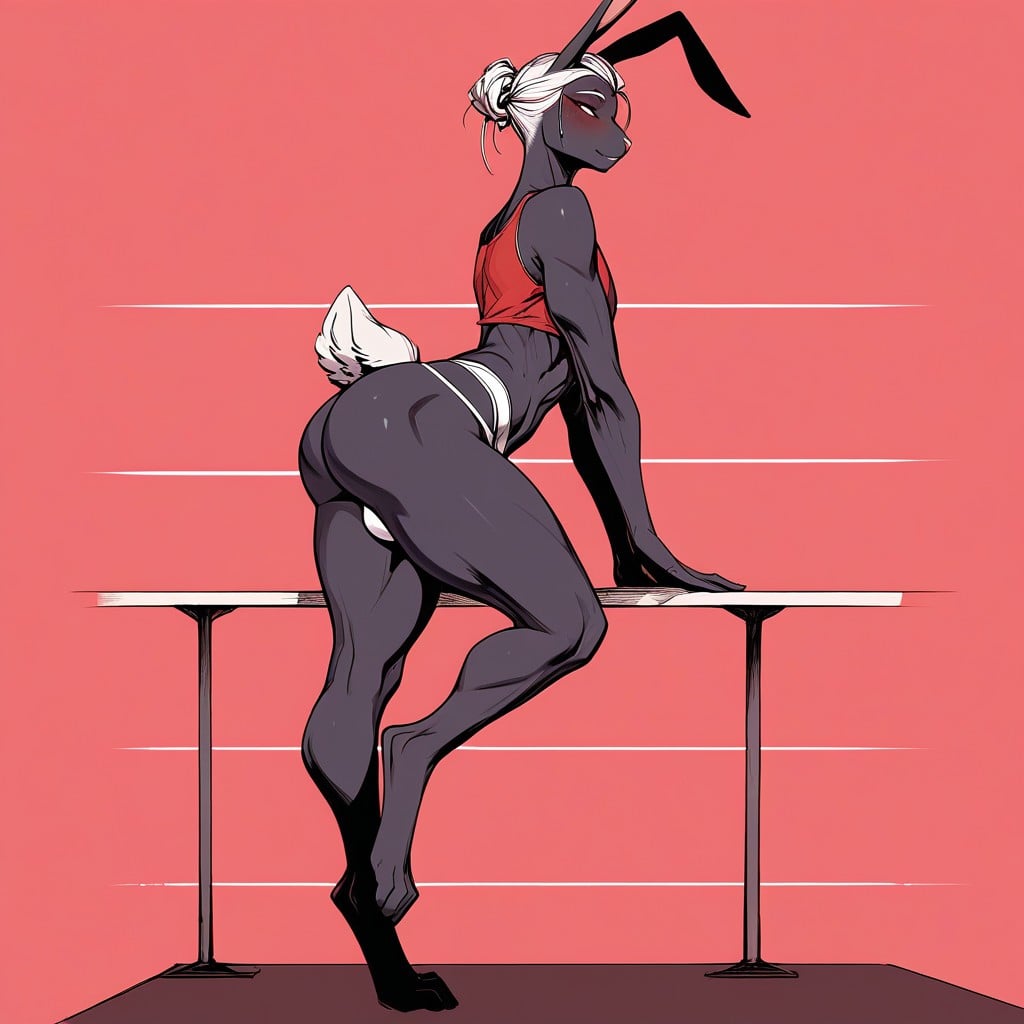Long Digitigrade Legs, Thick Massive Thighs, Side View Furry AI Porn