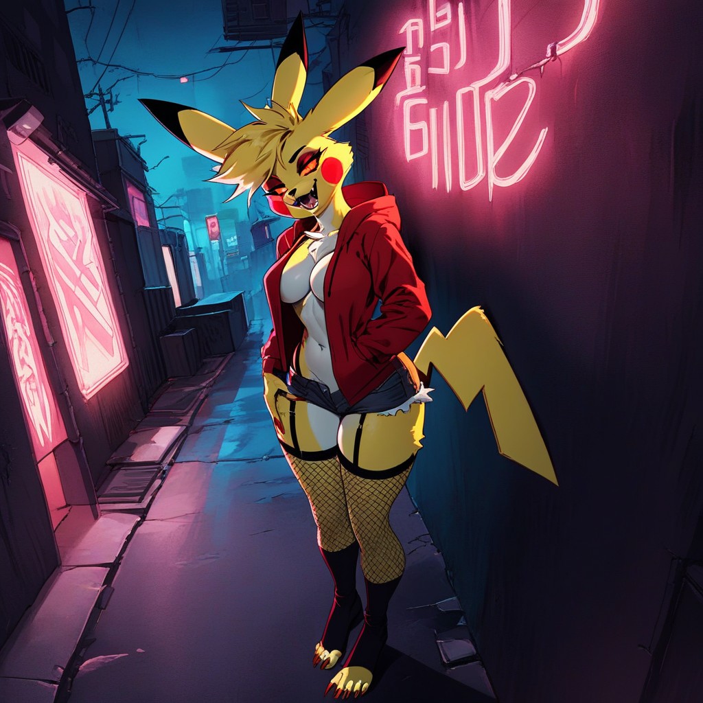 Long Nails, Alleyway, Cyberpunk Furry AI Porn