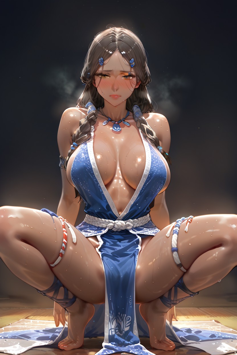 Agachada, Highly Detailed, Avergonzada Hentai IA