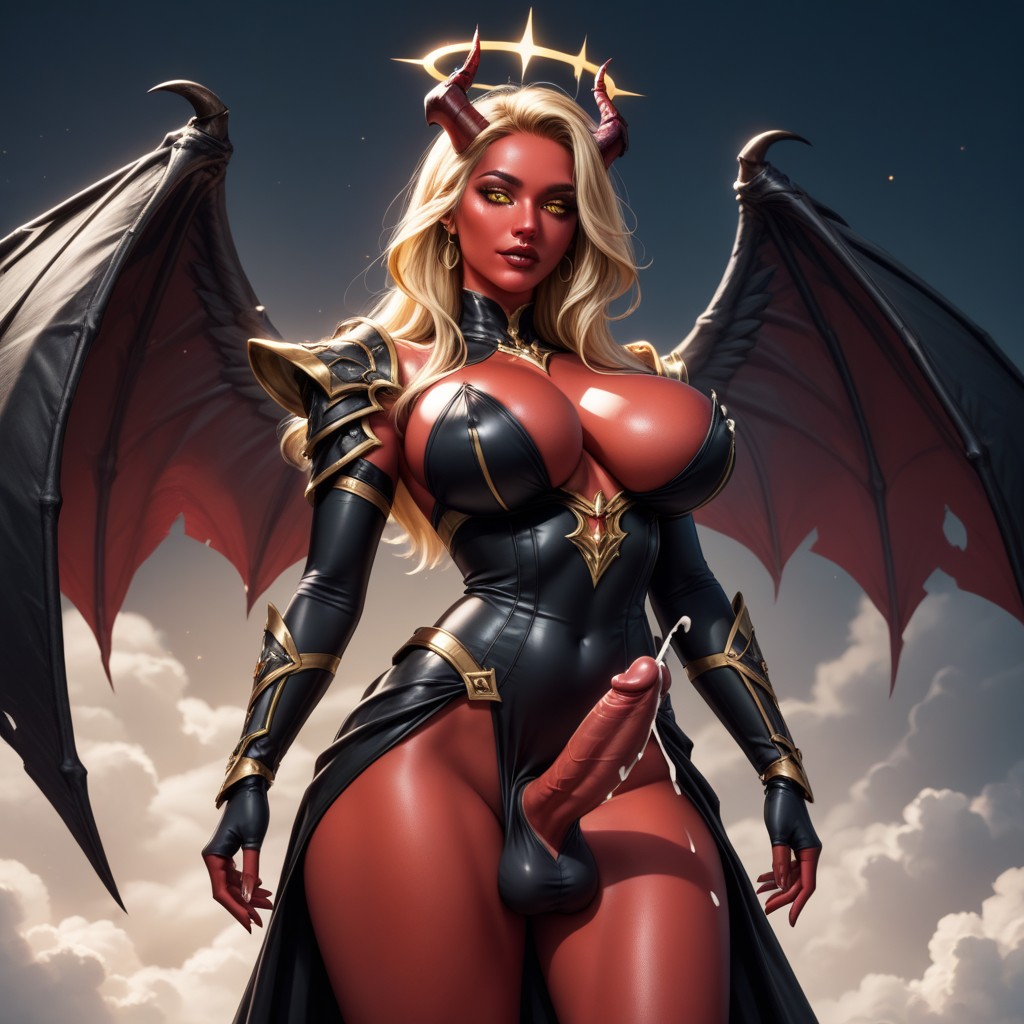 Sexy, Exposed Breast, Futa Demon With Yellow Eyes Shemale AI Porn