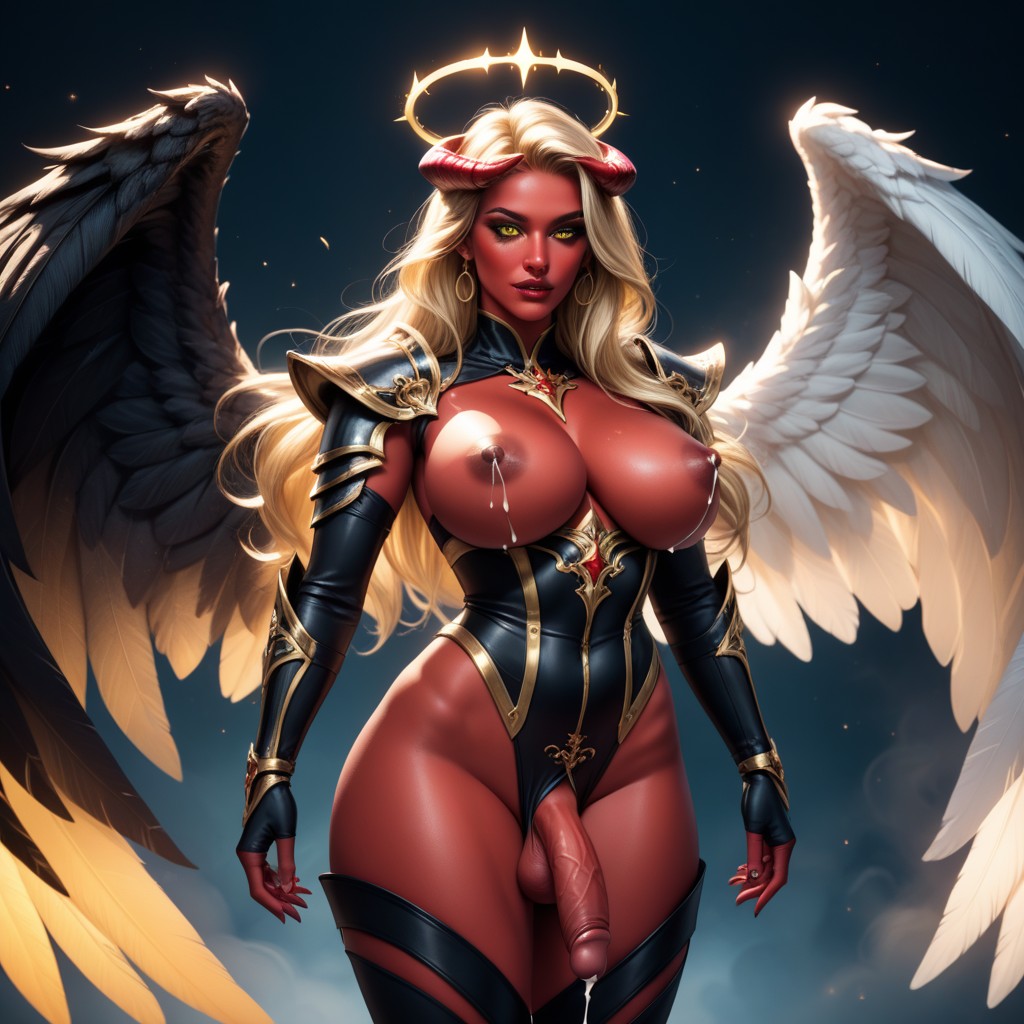 Breast Exposed, Lactating, Half White Skin Shemale AI Porn
