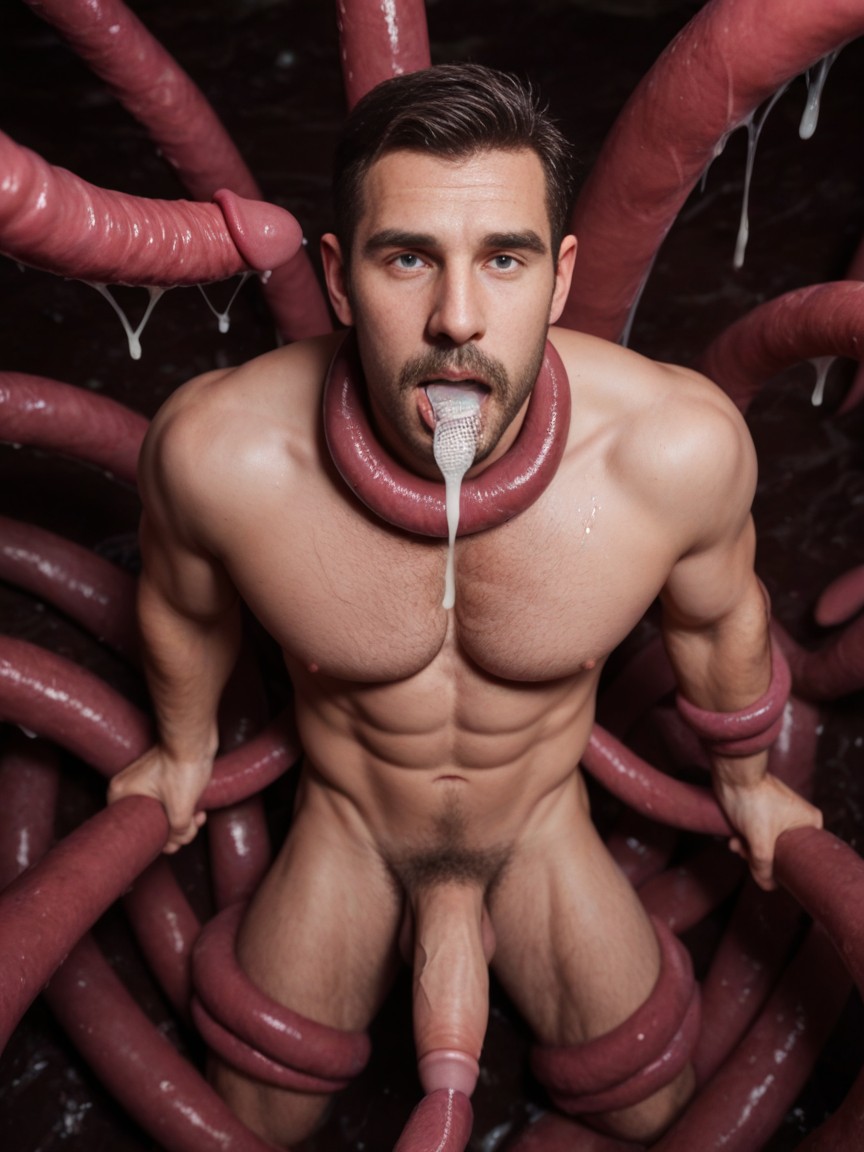 Tentacles Wrapping Around Waist, Swallow Tentacles, Exhausted Expression AI Gay Porn