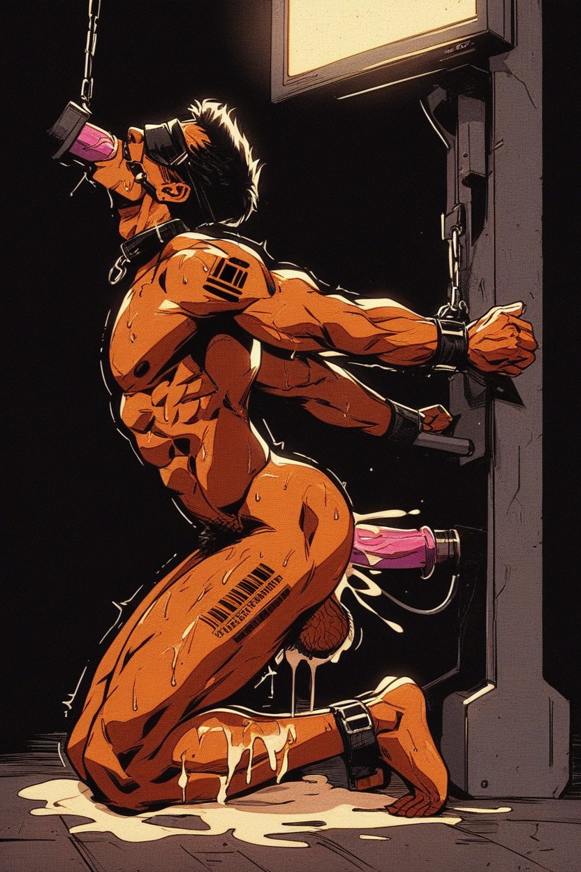 Suction Hole, Legs Spred Out, Being Milked AI Gay Porn