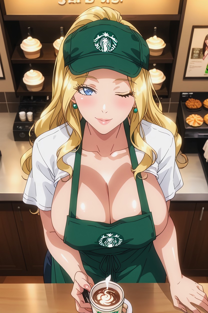 Apron, Sapphire Eyes, Seductive Hentai AI Porn