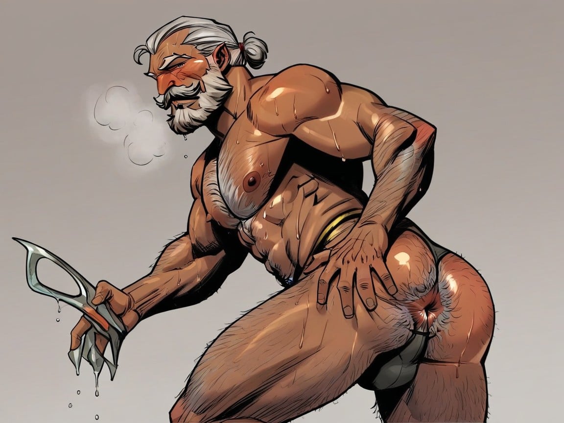 Fit, Long Length, Grey Hair AI Gay Porn