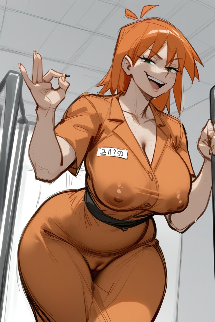 Opened Mouth, Smug Expression, Freckles Hentai AI Porn