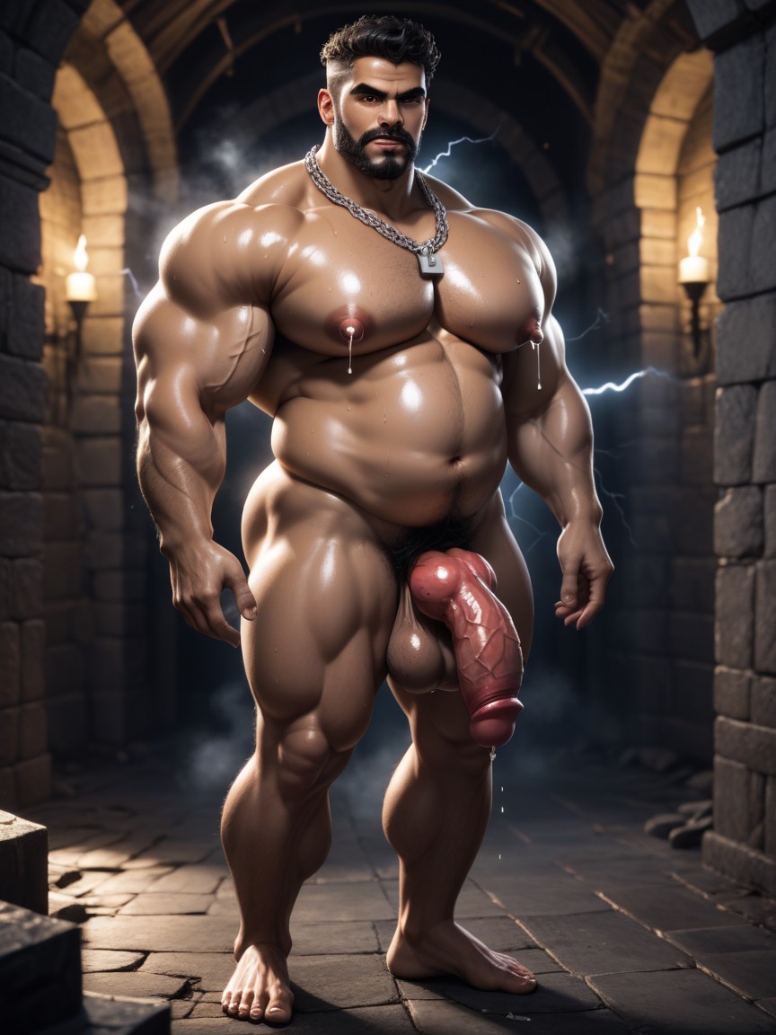 Curly Hair, Tight Balls, Tapered Waist AI Gay Porn