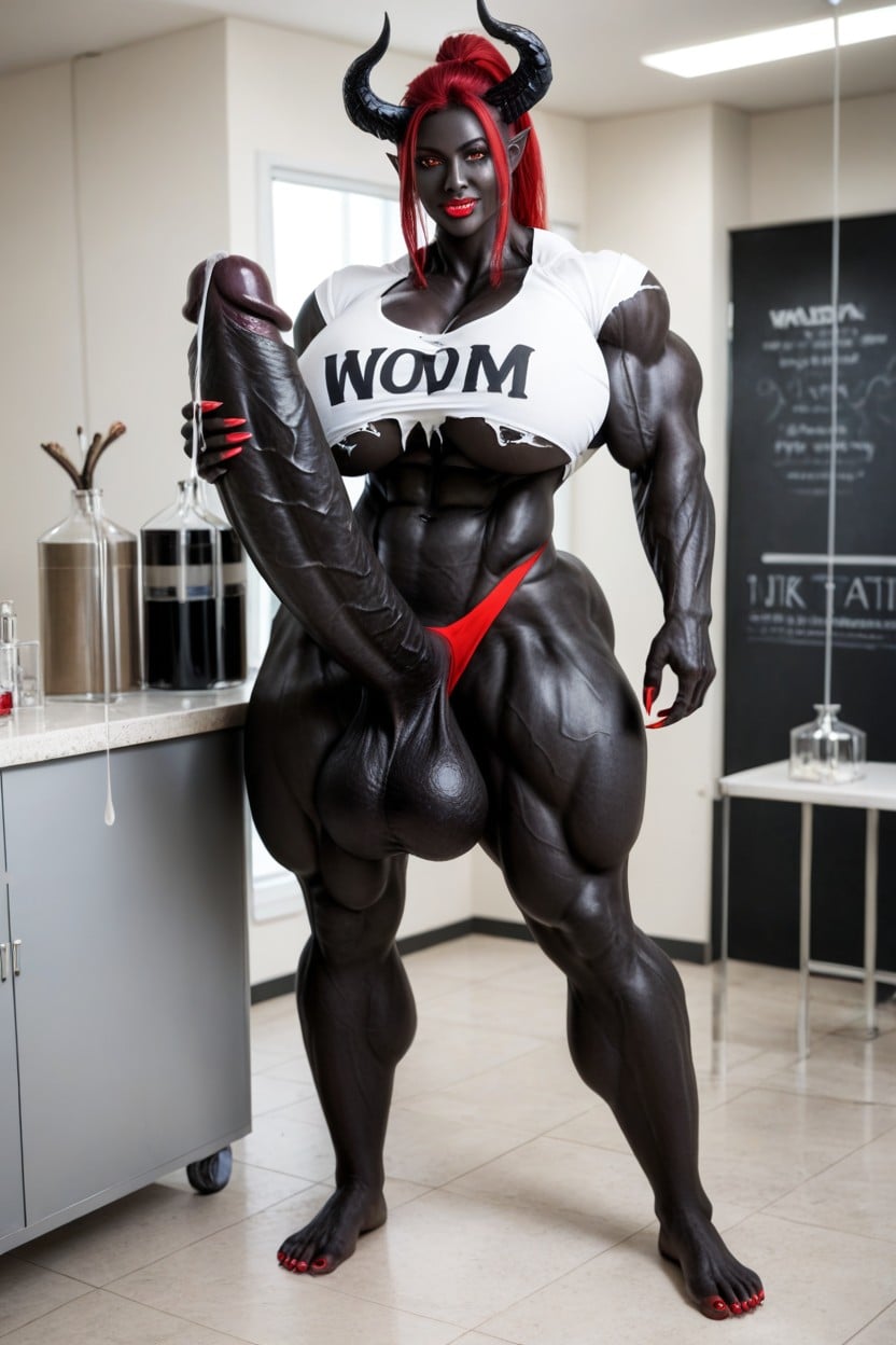 Black Cock Bigger Than Body, Giant Body, Thick Thighs Shemale AI Porn